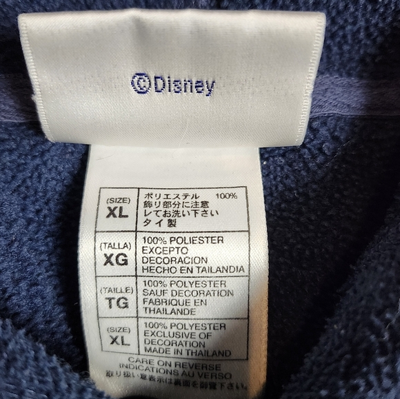Disney Disneyland Resort Fleece Navy Draw String Waist Hoodie Sweater Mickey - Picture 4 of 7